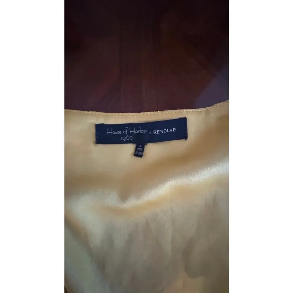 House of Harlow 1960 x REVOLVE Yellow Lace Puff Sleeve Hook Front Crop Top
